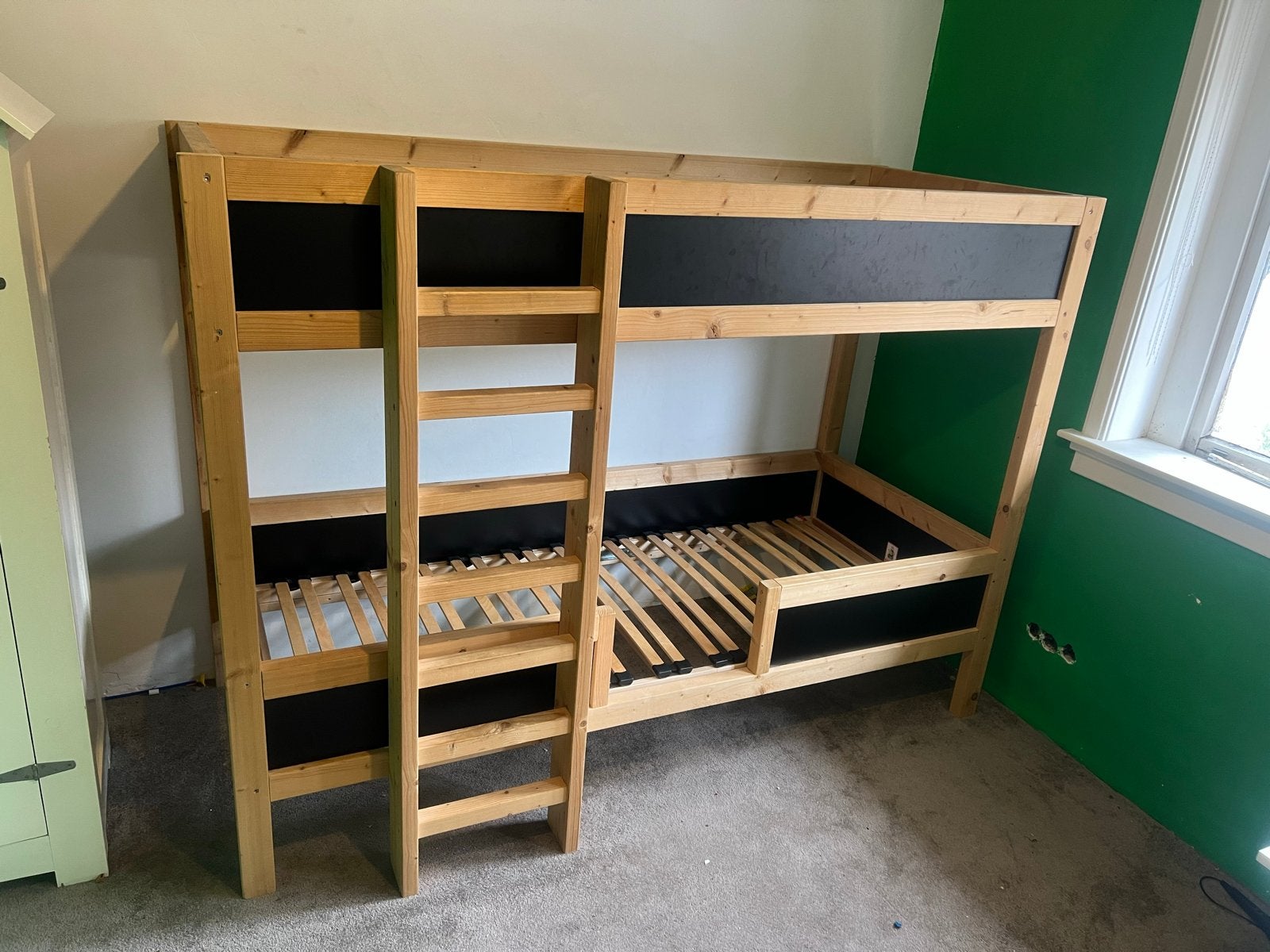 Stevig houten stapelbed met lattenbodems 80x200, Ophalen, Gebruikt, 160 tot 180 cm, Tweepersoons