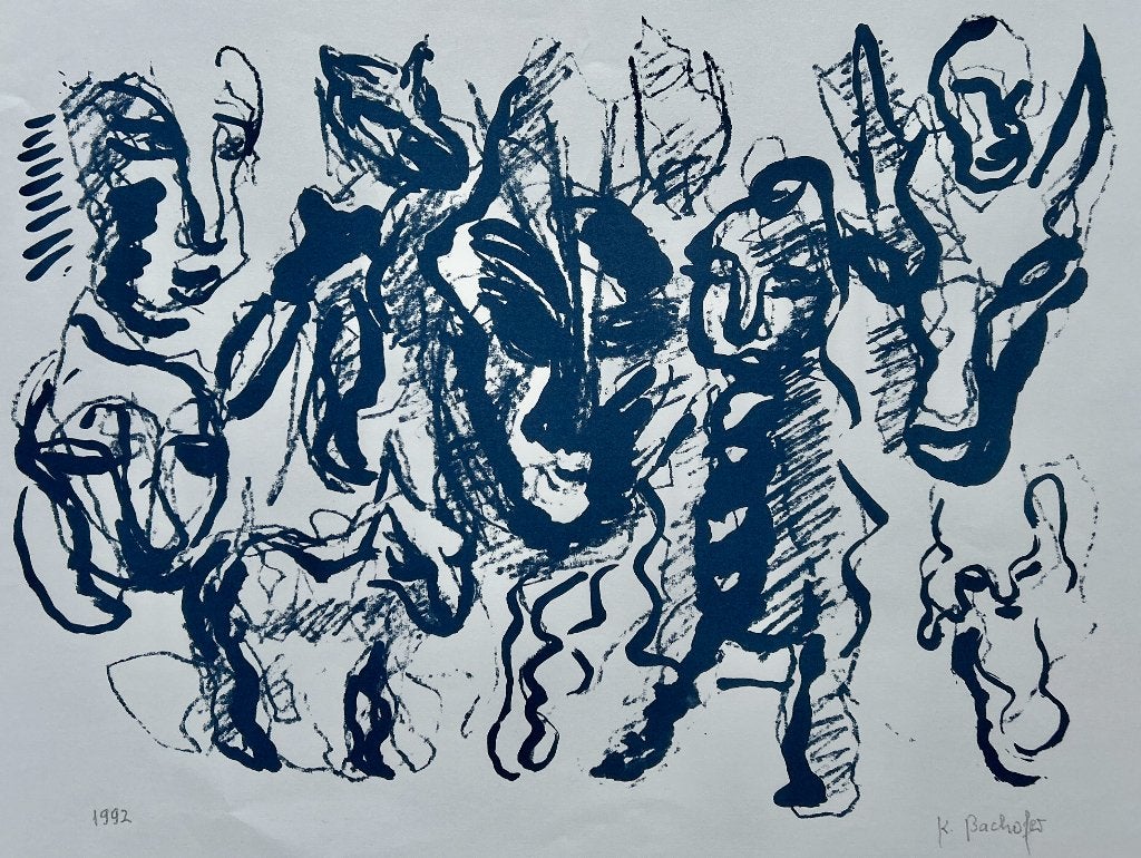 Zeefdruk K. Bachofer, Gesigneerd, Verzenden, Zeefdruk
