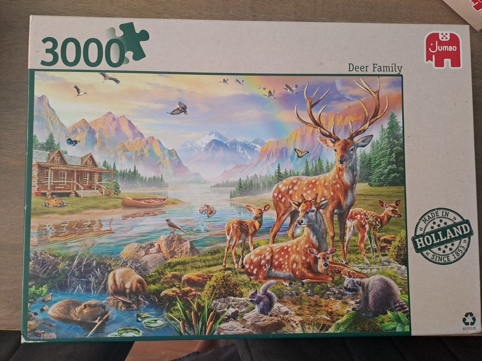 Puzzel 3000 stukjes Deer Family, Ophalen of Verzenden, Meer dan 1500 stukjes, Zo goed als nieuw, Legpuzzel