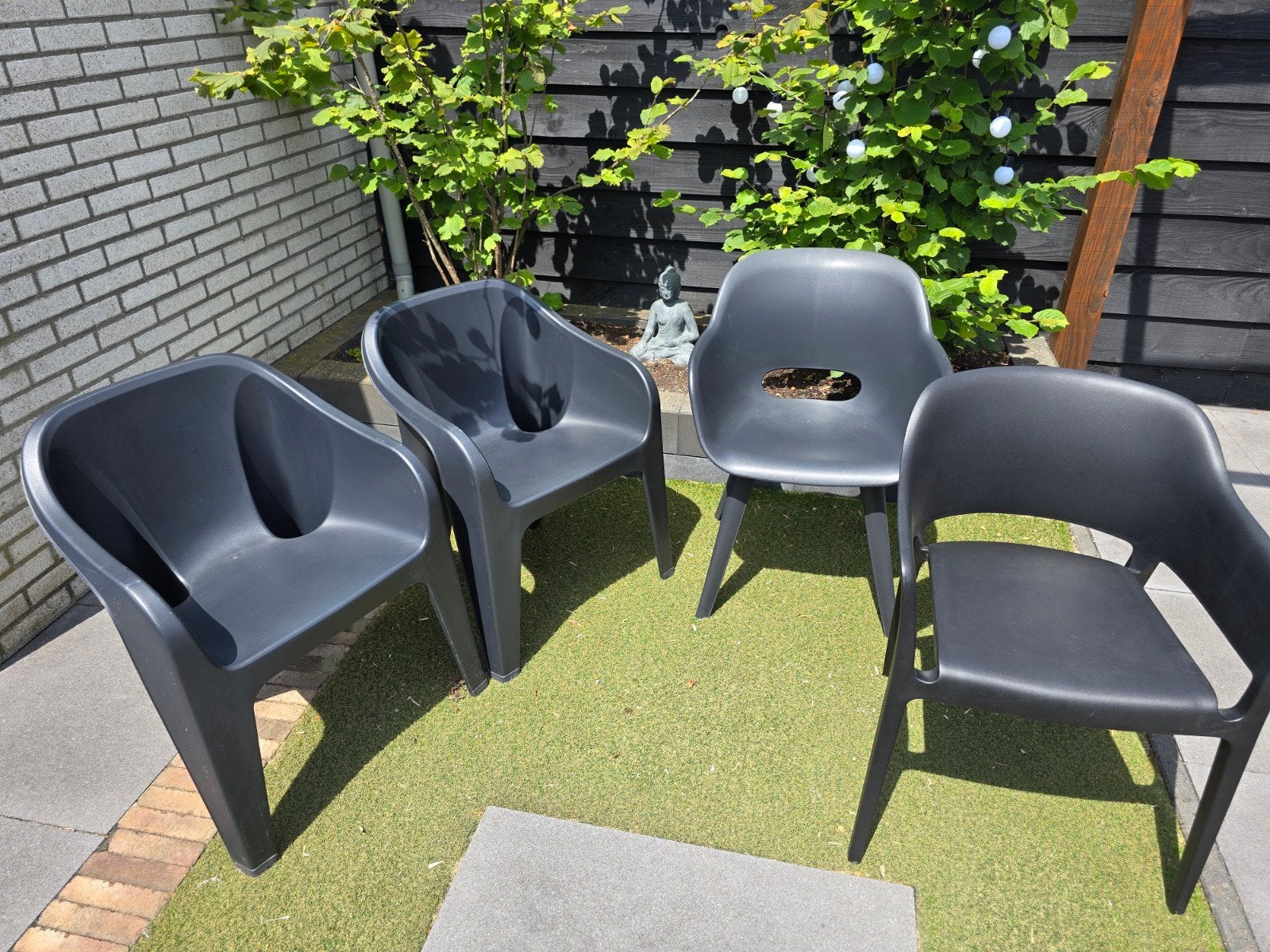 4 tuinstoelen van Kwantum zwart/antraciet, Ophalen, Gebruikt, Kunststof
