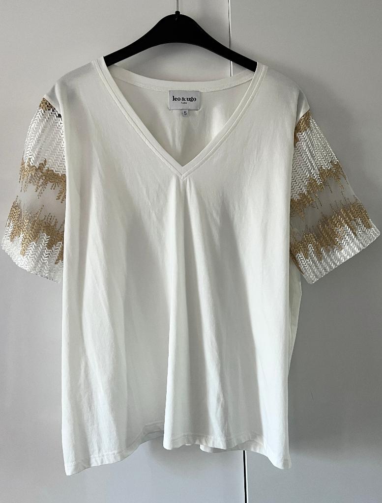 🌷Prachtig shirt met mooie mouwtjes van Leo & Ugo  44, Overige kleuren, Verzenden, LEO & UGO, Maat 42/44 (L)