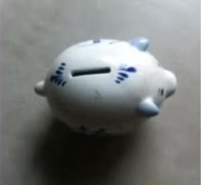 Spaarpot Delfts blauw keramiek br 15cm H 10cm, Ophalen of Verzenden, Zo goed als nieuw, Steen, Aardewerk of Keramiek, Dier