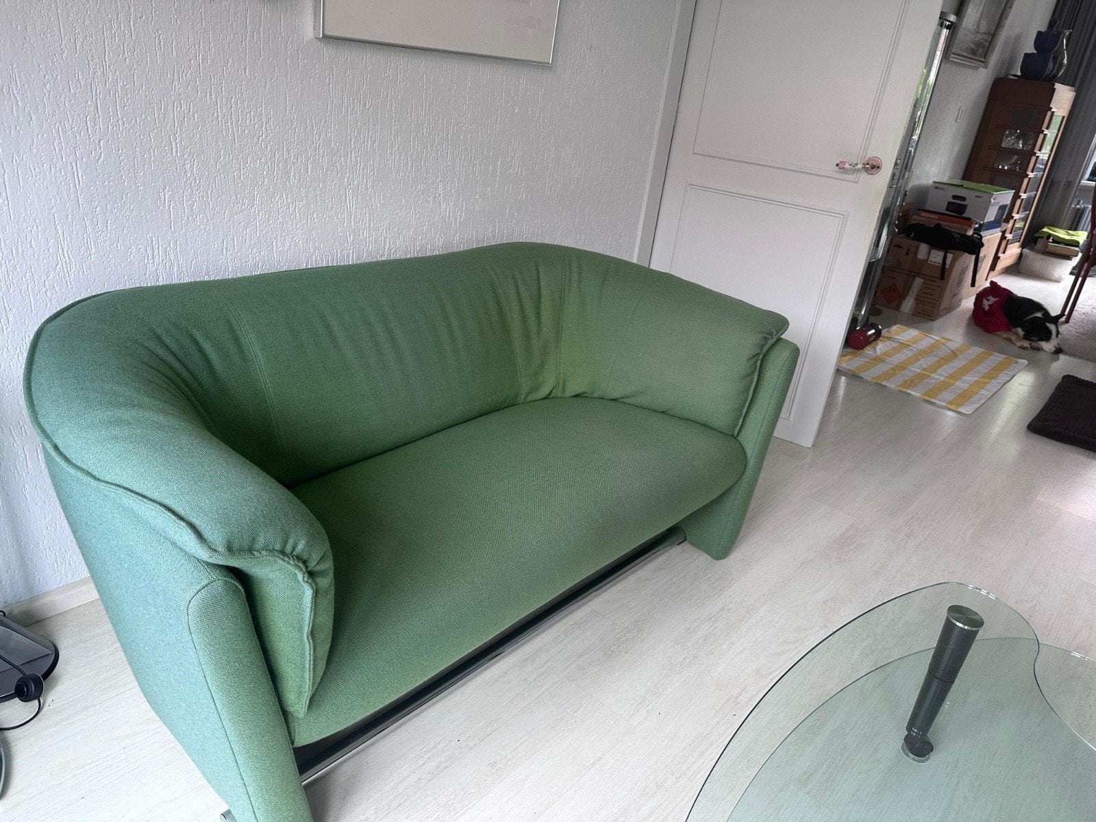 Leolux 2-persoons bank groen, Huis en Inrichting, Banken | Sofa's en Chaises Longues, Ophalen, Gebruikt, 150 tot 200 cm, Tweepersoons