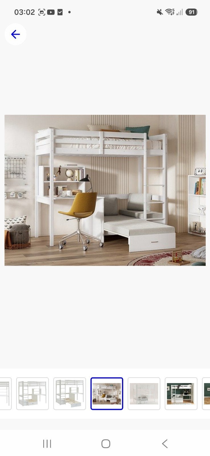 Multifunctioneel stapelbed met bureau en slaapbank, Ophalen, Gebruikt, Tweepersoons, 200 cm