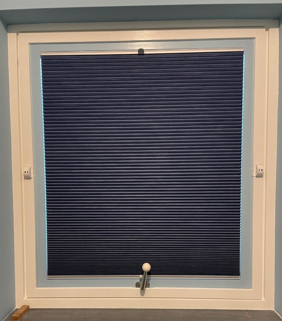 Vieh & Saubach plissé raambekleding, Ophalen of Verzenden, Gebruikt, Blauw