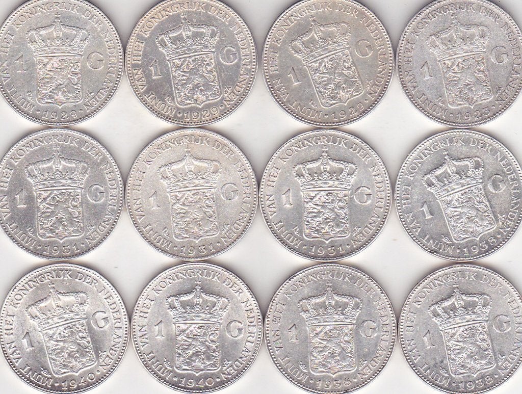 WILHELMINA GULDENS DIVERSE JAREN 12 STUKS, Ophalen of Verzenden, Vóór koninkrijk