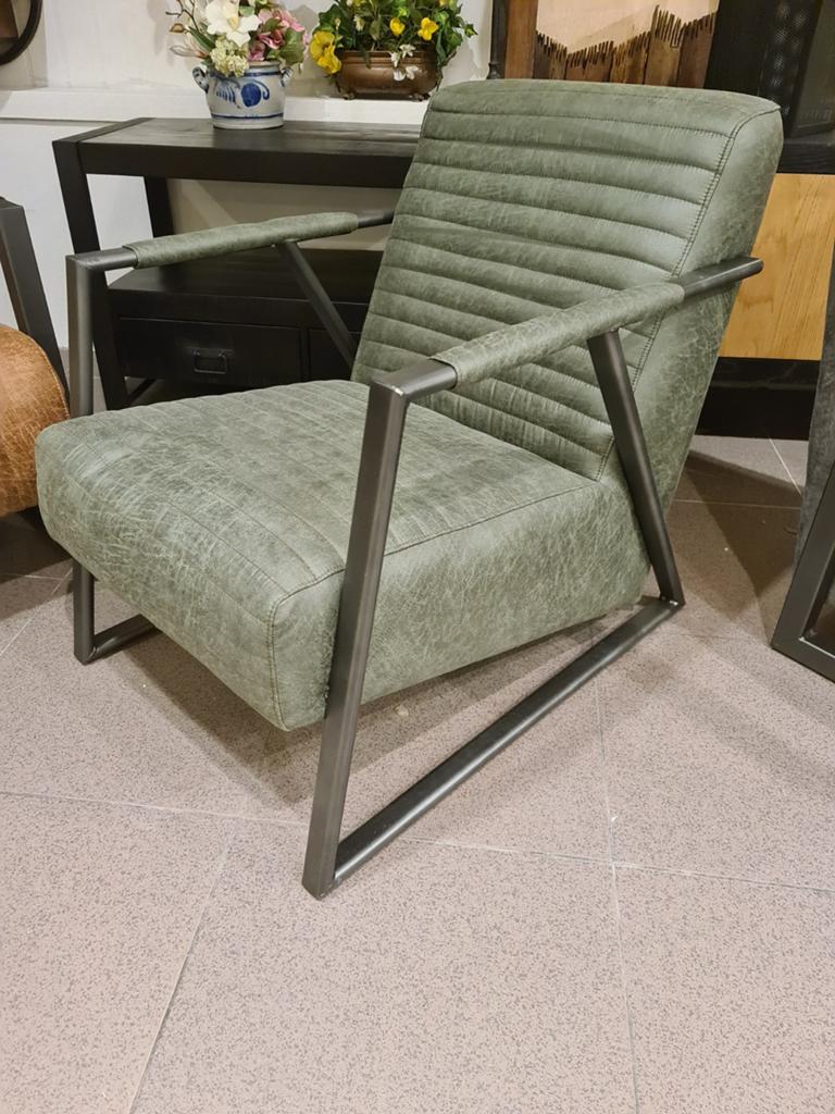 Nieuwe fauteuil leer microvezel groen €120, Ophalen, Industrieel landelijk barok brocante koloniaal boheems vintage, ., Nieuw