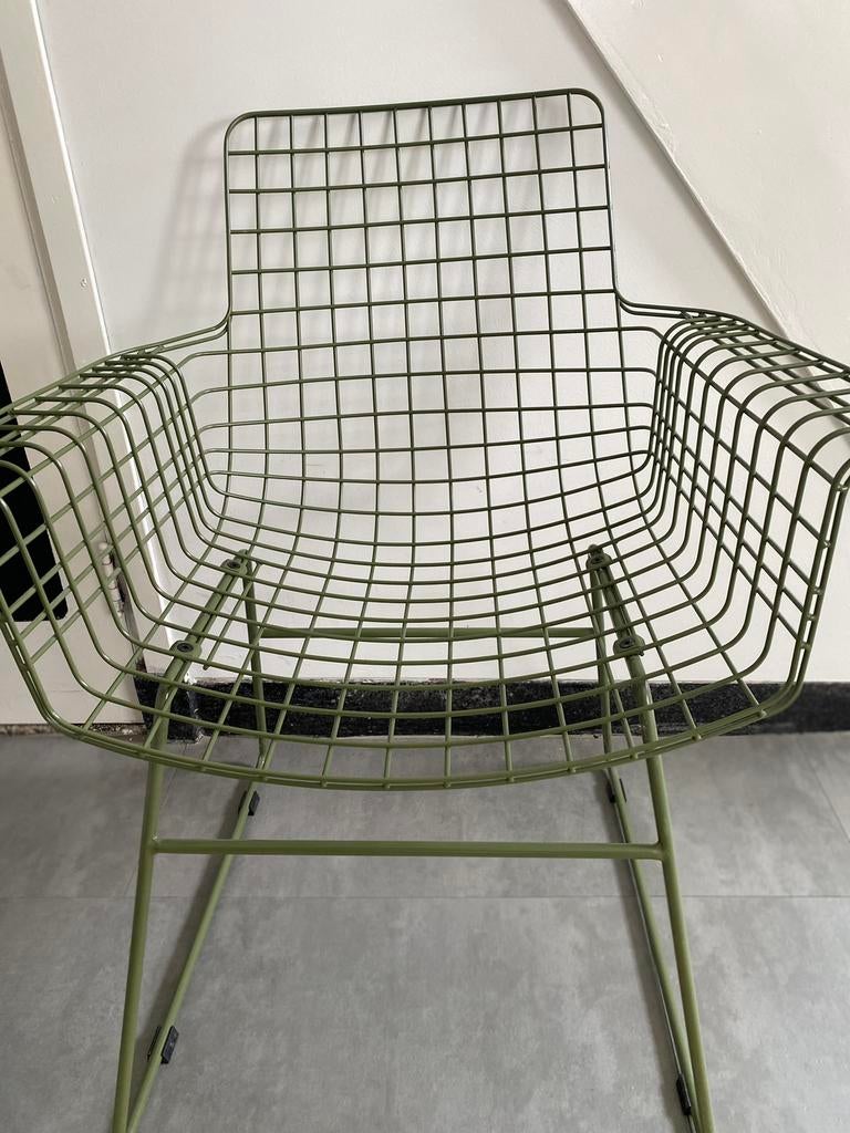 HKliving Wire Armchair stoel groen, Huis en Inrichting, Stoelen, Zo goed als nieuw, Eén, Overige kleuren, Ophalen of Verzenden