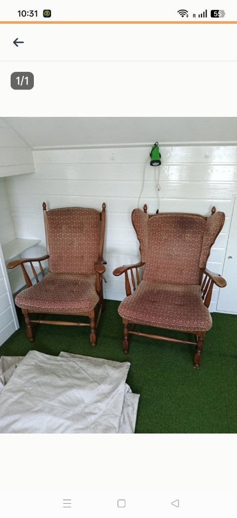 Twee klassieke fauteuils met houten frame, Huis en Inrichting, Ophalen, Gebruikt, Twee, Bruin