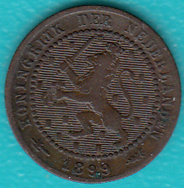 Nederland 1 cent 1899 Wilhelmina, Sch. 967 in munthouder, Ophalen of Verzenden, Koningin Wilhelmina, 1 cent, Losse munt