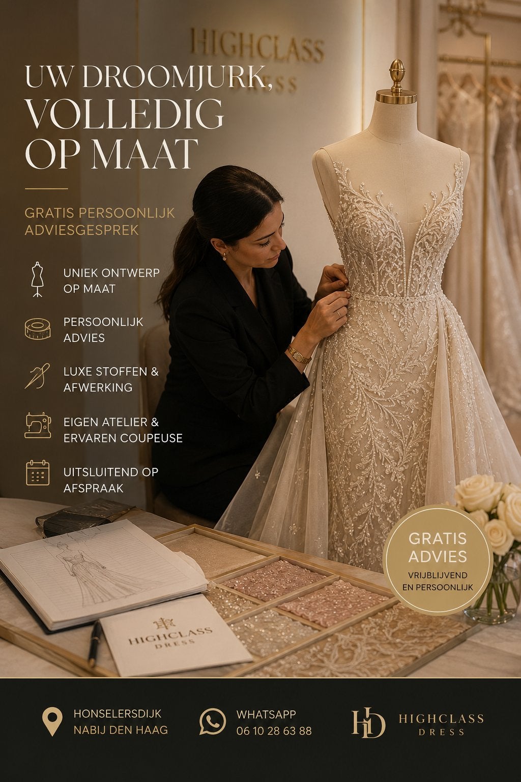 Exclusieve jurk op maat gratis persoonlijk advies, Kleding | Dames, Trouwkleding en Trouwaccessoires, Ophalen of Verzenden, Nieuw