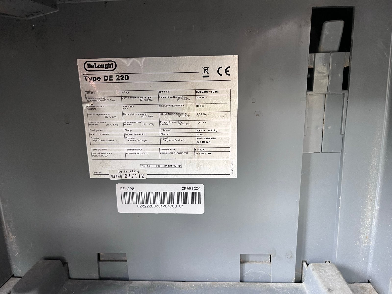 DeLonghi DE 220 Luchtontvochtiger - Krachtig en Betrouwbaar, Ophalen of Verzenden, Gebruikt, Luchtontvochter