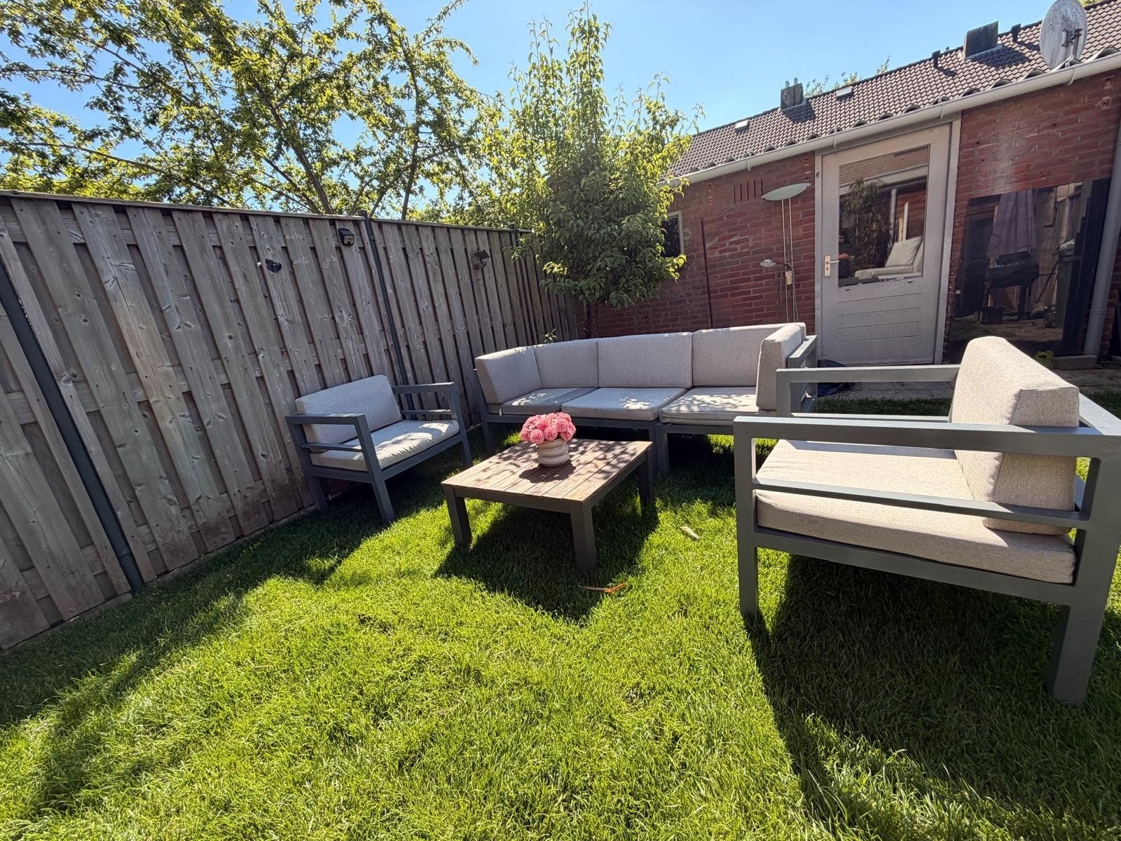 Bois Le Duc Loungeset met 5 zitplaatsen en salontafel, Tuin en Terras, Ophalen, 5 zitplaatsen, Gebruikt, Aluminium