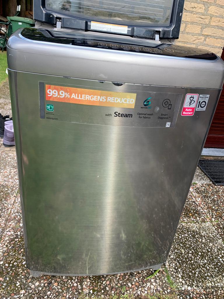 LG Bovenlader Wasmachine met Stoomfunctie, Witgoed en Apparatuur, Wasmachines, Ophalen, 1200 tot 1600 toeren, Gebruikt, 10 kg of meer
