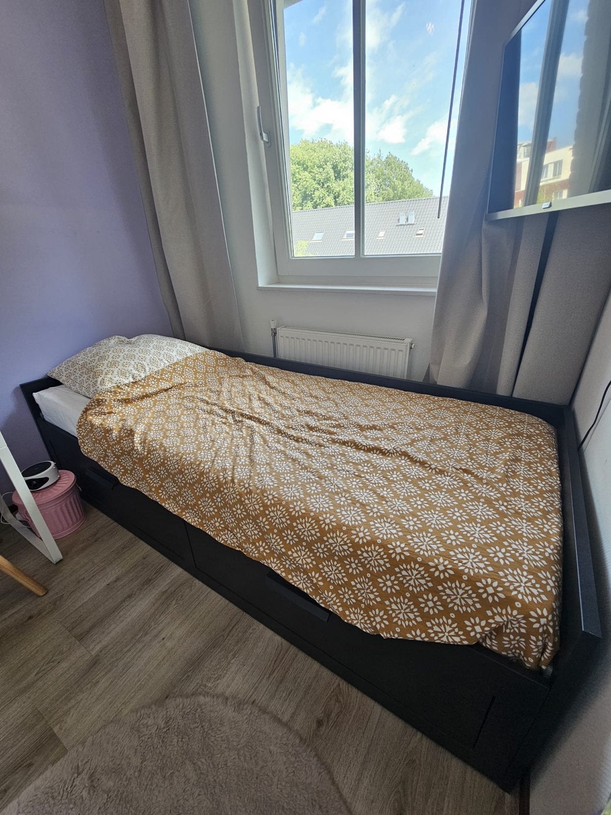 Zo goed als nieuw! Brimnes bedbank 80x200 cm, Huis en Inrichting, Slaapkamer | Bedden, Ophalen, Eenpersoons, Zwart, Zo goed als nieuw