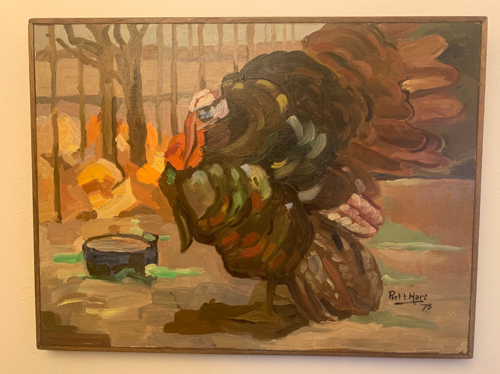 Piet ‘t Hart ‘75 schilderij olie op paneel., Ophalen of Verzenden