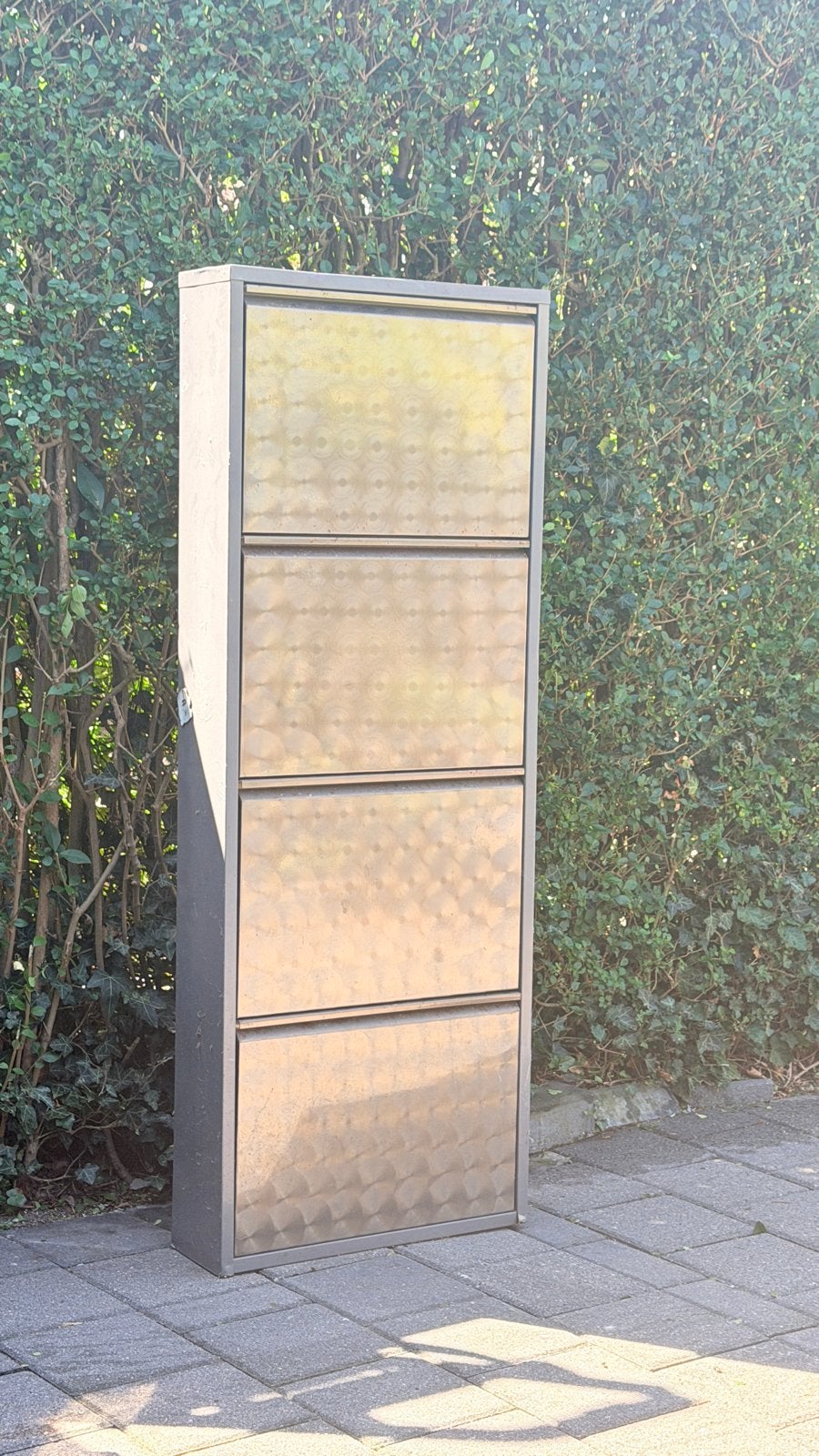Schoenenkast met 4 vakken - Grijs/Goud, Ophalen of Verzenden, Gebruikt