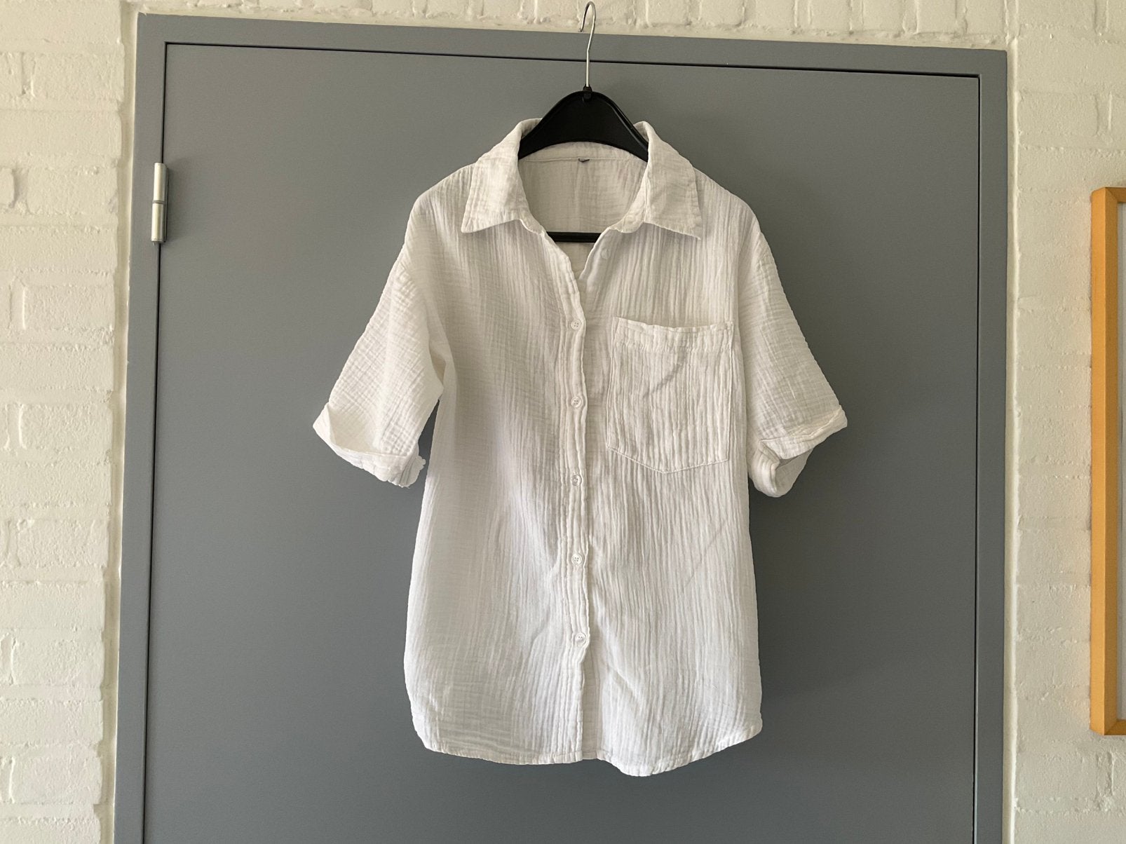 Hema witte blouse, maat S, Wit, Ophalen of Verzenden, Zo goed als nieuw, Korte mouw