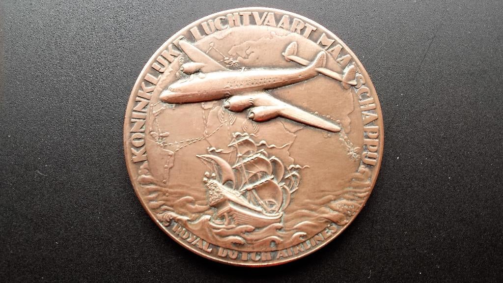 3 Unieke KLM Legpenningen 1949-1969, Ophalen of Verzenden, Zo goed als nieuw
