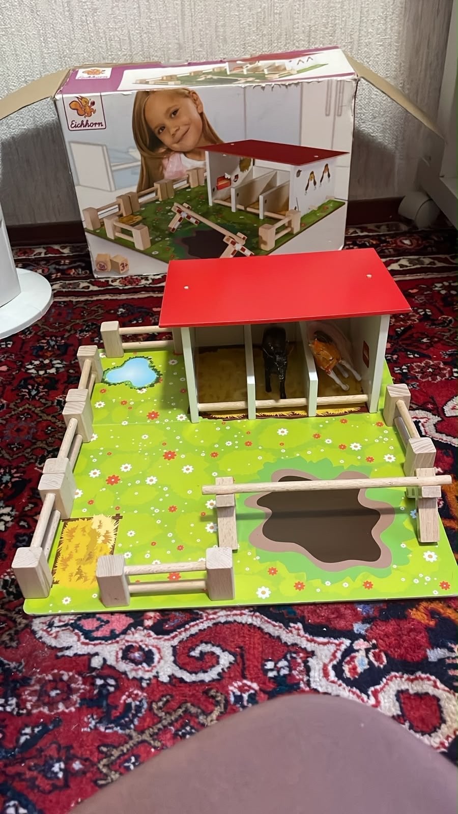 Eichhorn Houten Boerderij Speelset met Dieren, Ophalen of Verzenden, Zo goed als nieuw, Overige typen