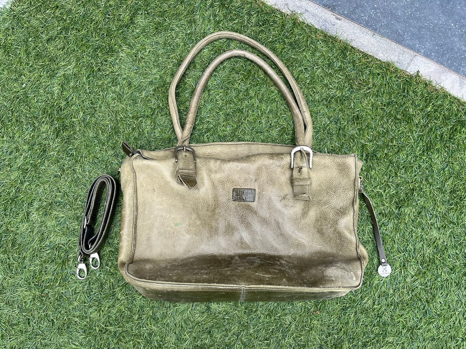 Laptoptas 17 inch / schooltas / groen echt leer SoDutch, Schouderband, 17 inch of meer, Ophalen of Verzenden, Gebruikt