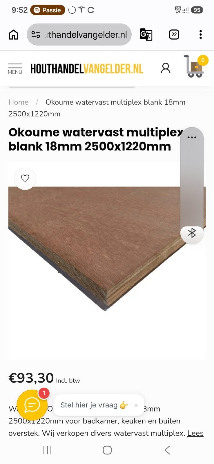 Nieuwe Okoume Watervaste Multiplex Plaat 2500x1220x18, Doe-het-zelf en Verbouw, Ophalen, Nieuw, Multiplex, Minder dan 20 mm