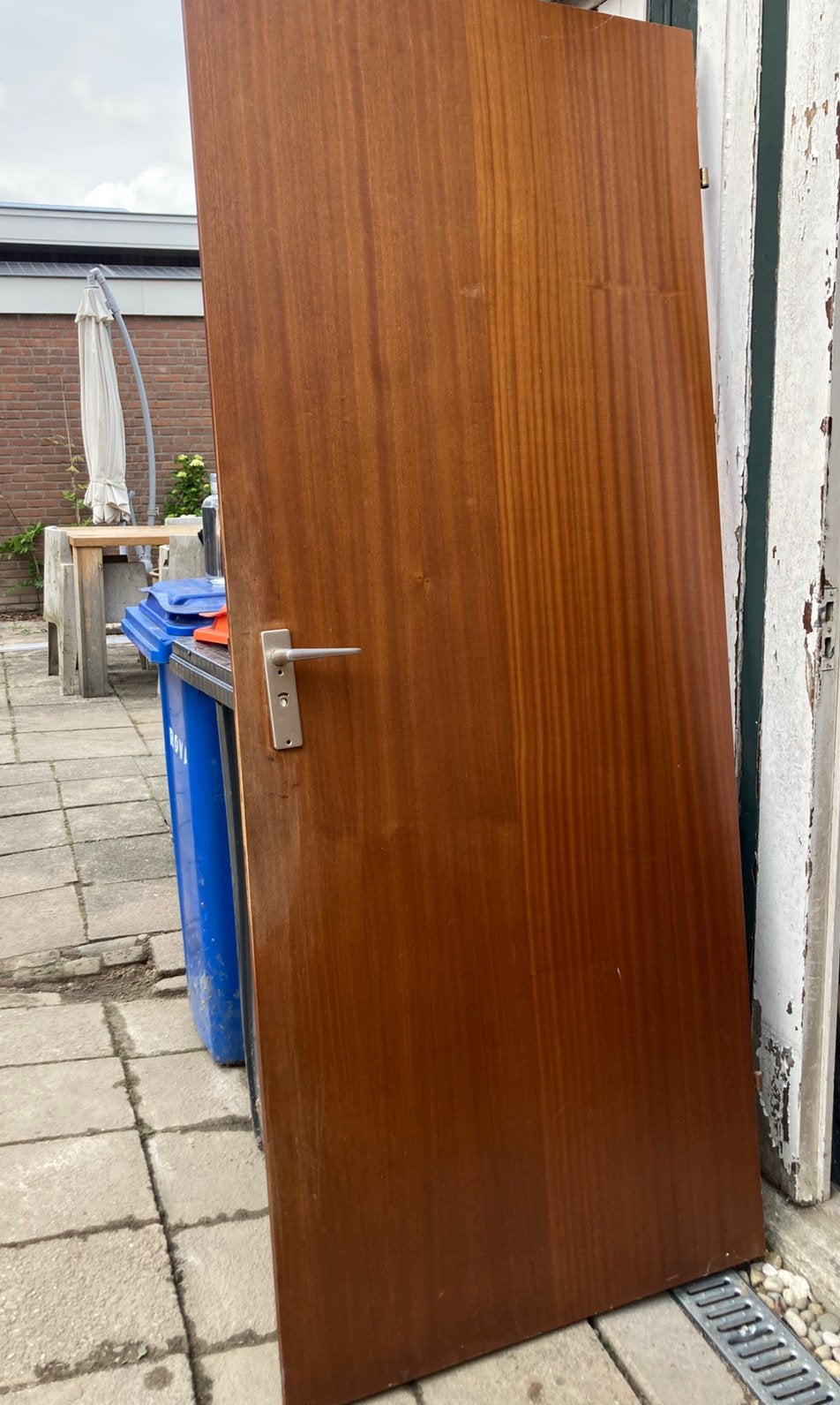 Gratis jaren 80 opdekdeur bruin, Ophalen, Gebruikt, Binnendeur, 200 tot 215 cm