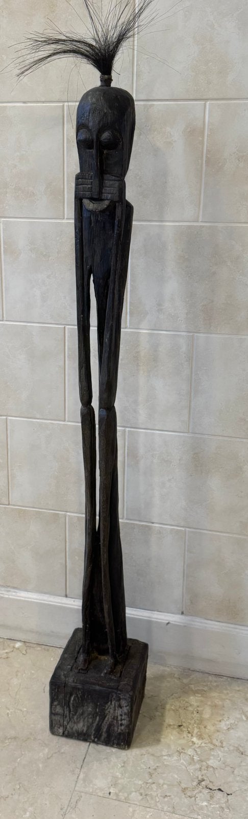 Groot oud Afrikaans houten beeld – 120 cm, Ophalen, Houtsnijwerk, Handgemaakt, 1 meter - 2 meter