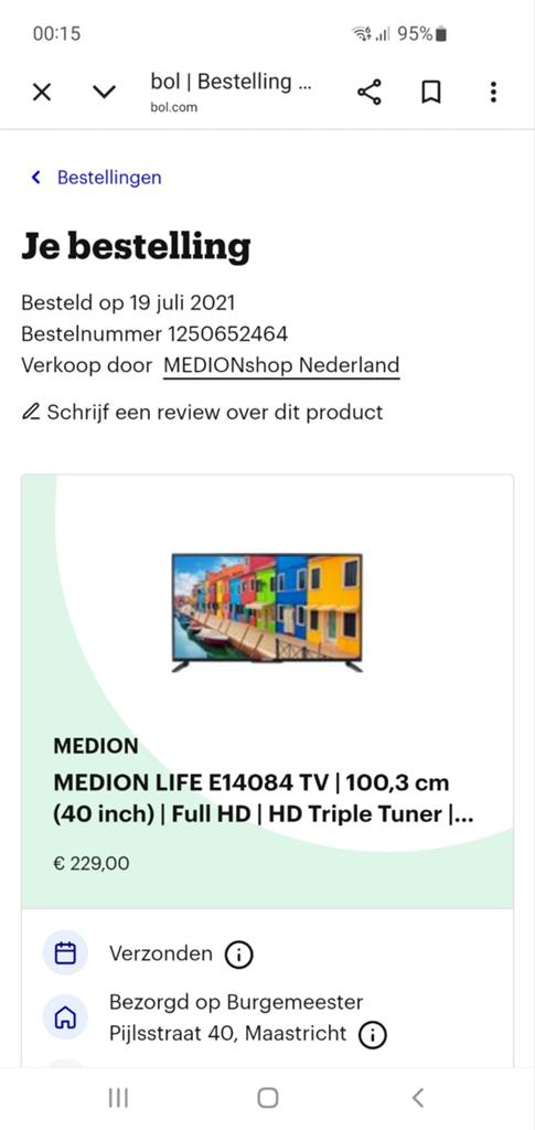 MEDION LIFE E14084 TV | 100,3 cm (40 inch) | Full HD, Gebruikt, 50 Hz, 100 cm of meer, Full HD (1080p)