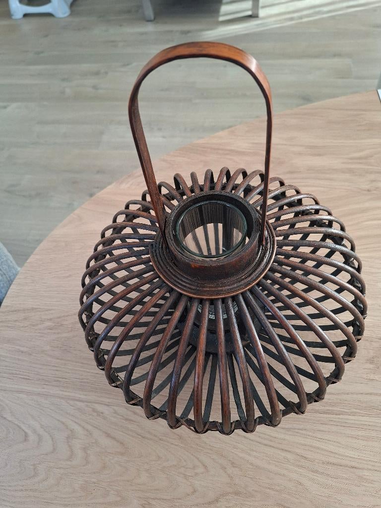 Windlicht, Huis en Inrichting, Woonaccessoires | Kandelaars en Kaarsen, Ophalen of Verzenden, Zo goed als nieuw, Bruin, Hout