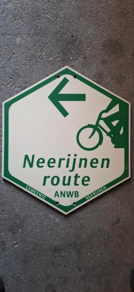 zeskantige anwb fietsroutbordje o.a. Midden Betuwe, Verzamelen, Ophalen, Gebruikt