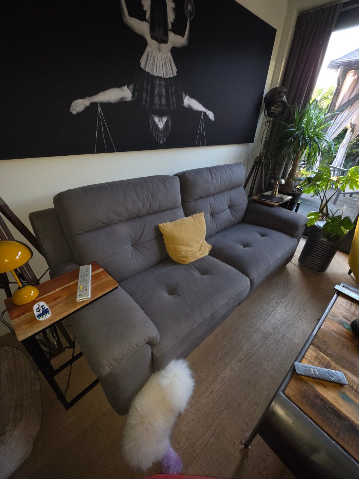 Goossens 2-zitsbank met elektrische voetensteunen – Fango, Huis en Inrichting, Ophalen, Zo goed als nieuw, Stof