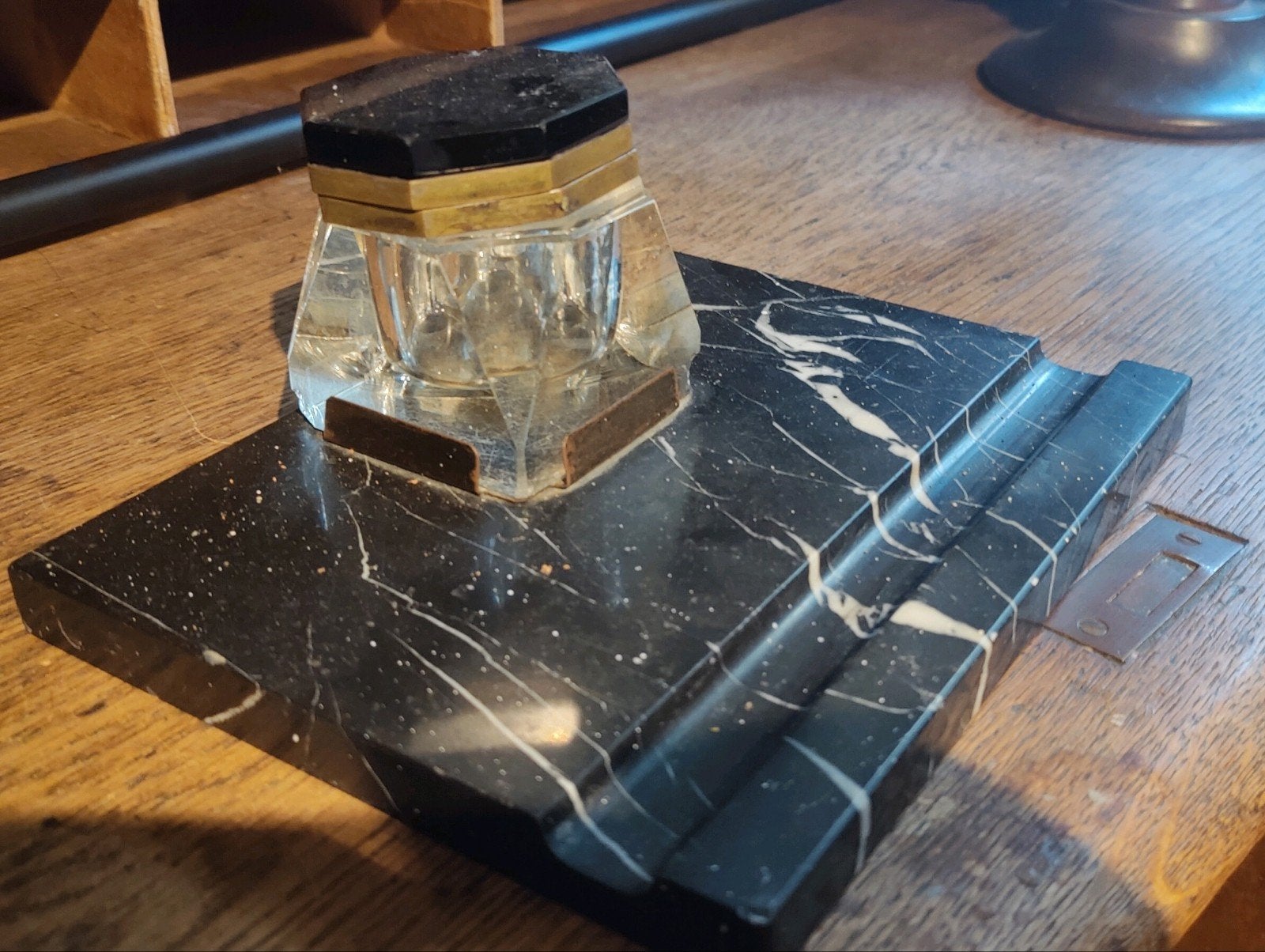 Fraaie Inktpot deskset van marmer en glas, Antiek en Kunst, Ophalen of Verzenden
