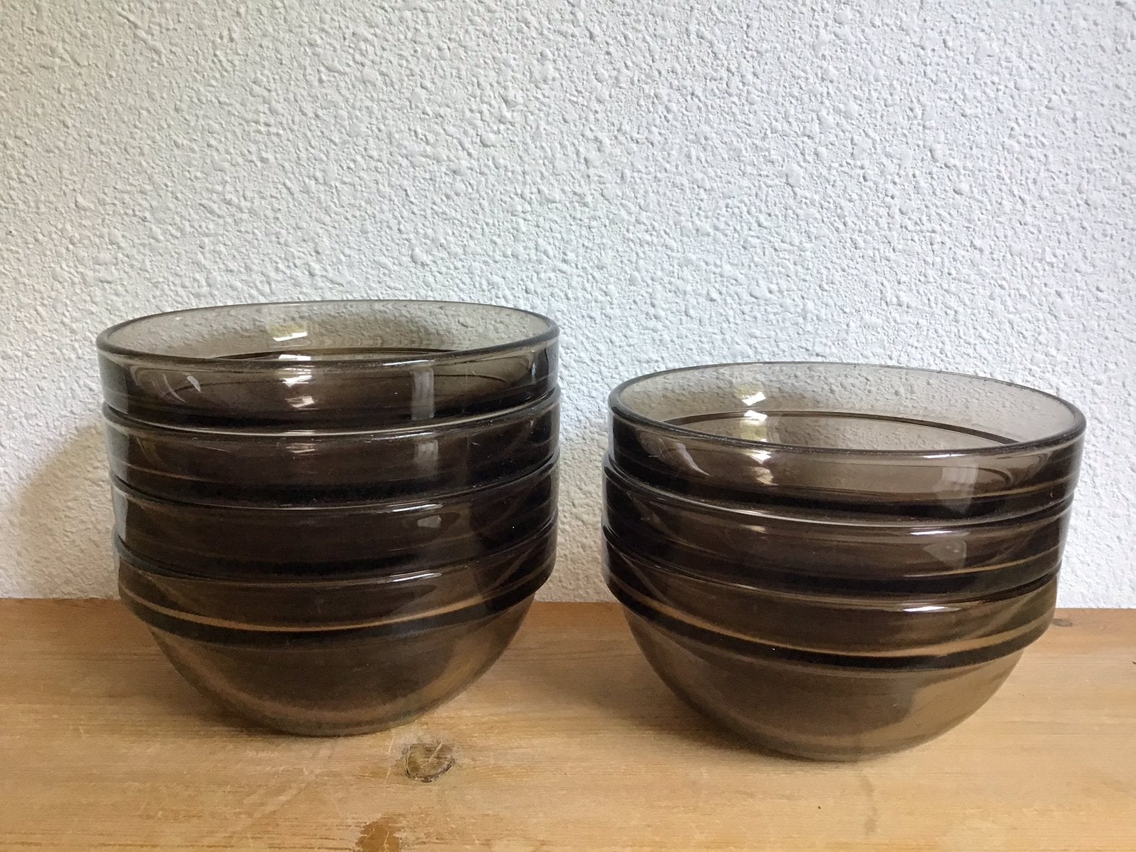 7 rookglas schaaltjes. Arcoroc, Ophalen of Verzenden, Zo goed als nieuw, Rond, Glas