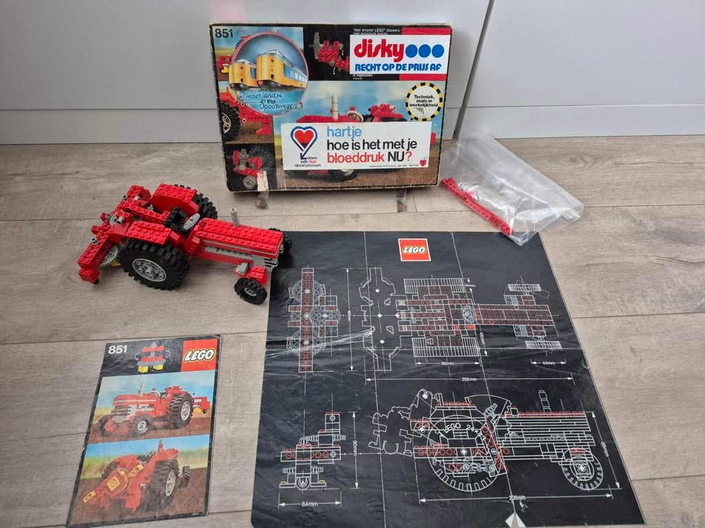 Lego Technic 851 Tractor Compleet met doos en poster, Compleet, Gebruikt, Lego, Ophalen of Verzenden