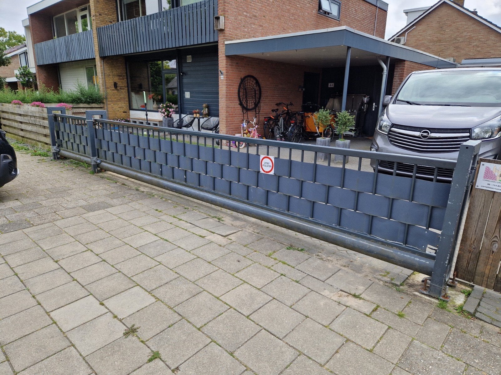Robuust schuifhek antraciet, Tuin en Terras, Tuinhekken en Hekwerk, Ophalen, Met poort, Gebruikt, Overige typen