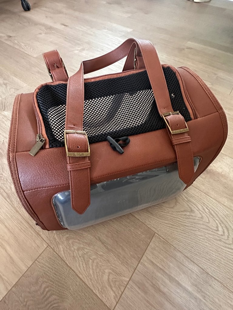 Honden draagtas Ibiyaya Portico Deluxe bruin, Dieren en Toebehoren, Honden-accessoires, Overige merken, Ophalen, Zo goed als nieuw