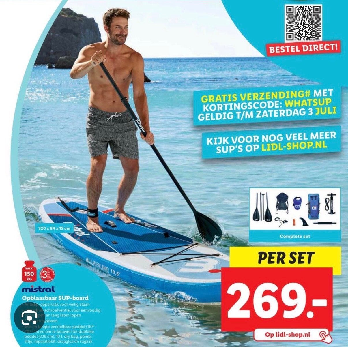 Mistral Opblaasbaar SUP-board Allround 10.5 - Complete Set, Ophalen, Zo goed als nieuw, SUP-boards