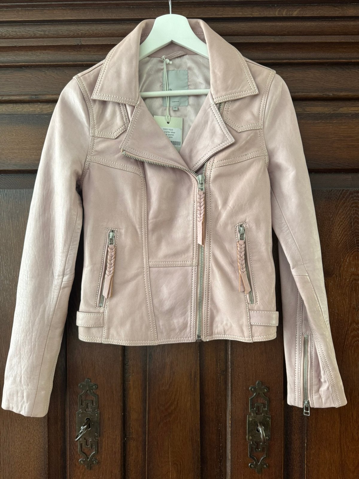 Leren biker jasje  maat XS zachtroze nieuw Goosecraft nieuw, Ophalen of Verzenden, Zo goed als nieuw, Maat 34 (XS) of kleiner