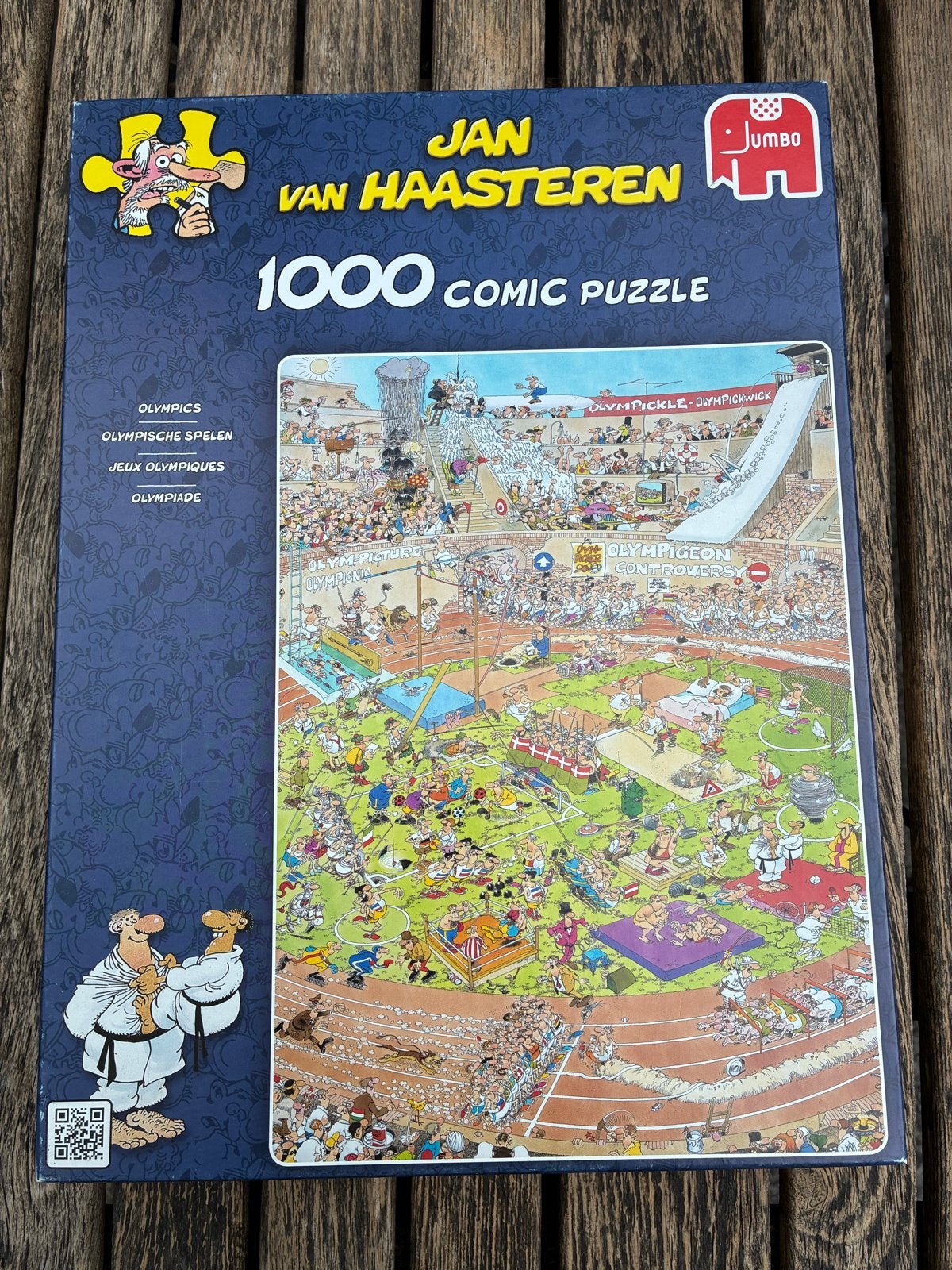 Jan van Haasteren Olympische Spelen 1000 stukjes compleet, Ophalen, 500 t/m 1500 stukjes, Zo goed als nieuw, Legpuzzel
