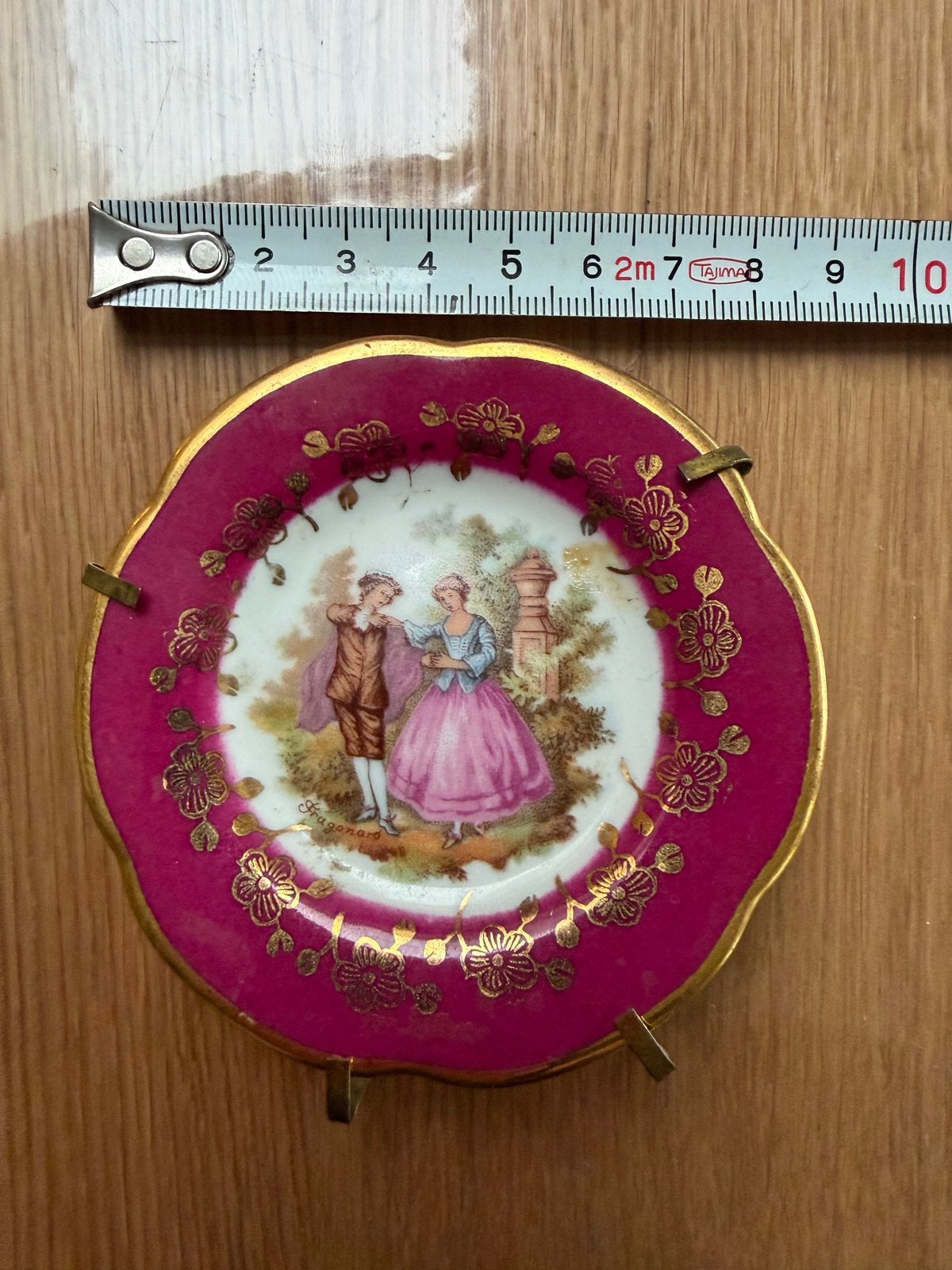 Antiek Limoges Frankrijk Miniatuur Bordje - Romantisch, Ophalen of Verzenden