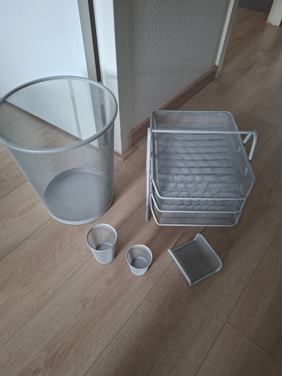 Ikea Bureau-organizerset:prullenbak, brievenbak, pennenbak, Ophalen of Verzenden, Gebruikt