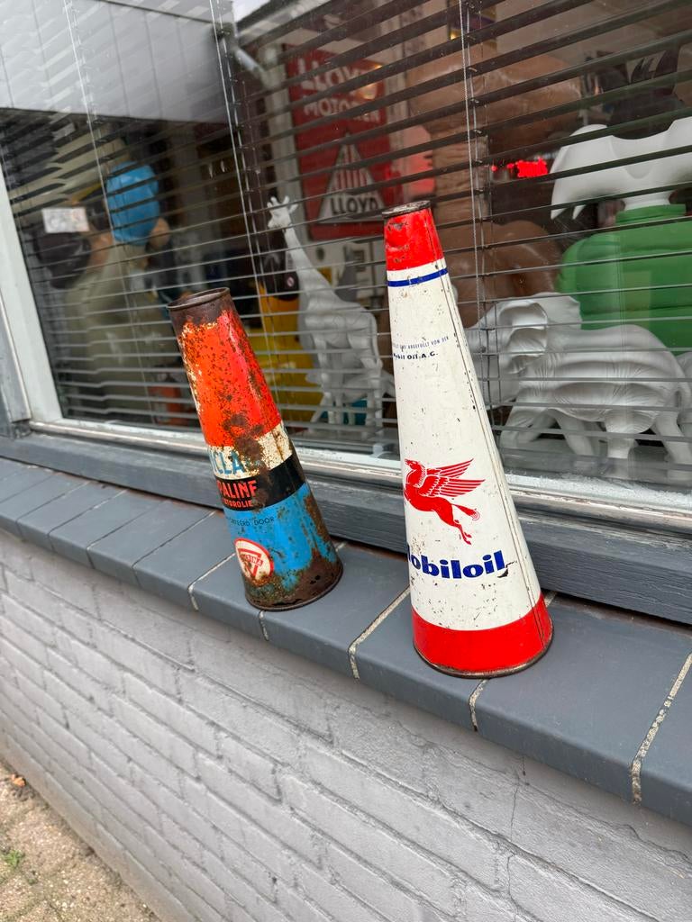 Vintage Mobil Oil A.G. blik - Oliekan met Pegasus logo, Verzamelen, Merken en Reclamevoorwerpen, Ophalen, Gebruikt, ., Verpakking