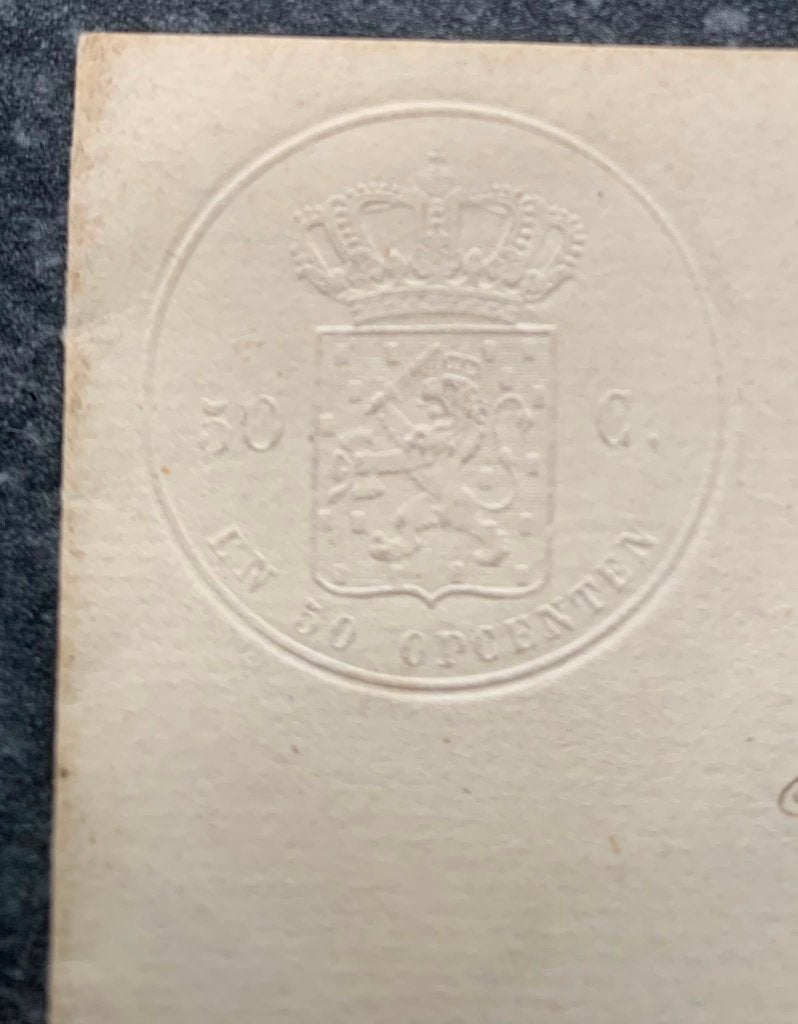 Belasting fiscaal doc belastingstempel 50ct en 50 opcenten, Verzenden, T/m 1940, Gestempeld