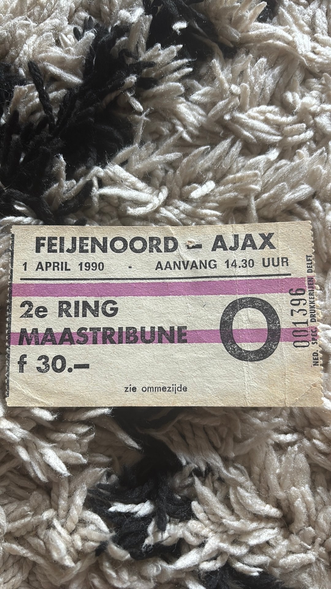 Oud stadionticket feyenoord ajax 1990, Ophalen of Verzenden, Zo goed als nieuw, Ajax