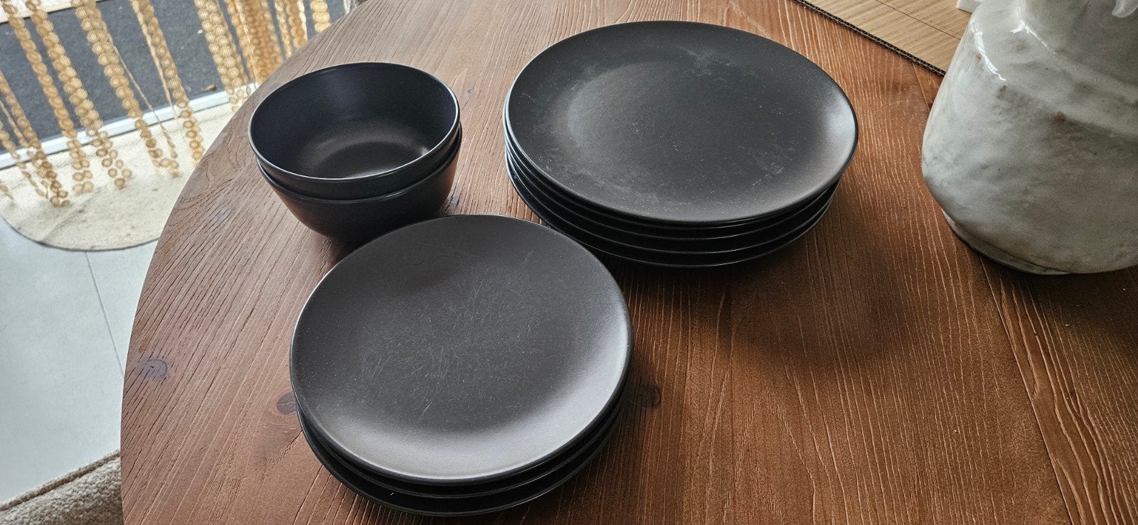 IKEA Servies FÄRGKLAR, borden en kommen donkergrijs mat, Ophalen, Gebruikt, Keramiek, IKEA