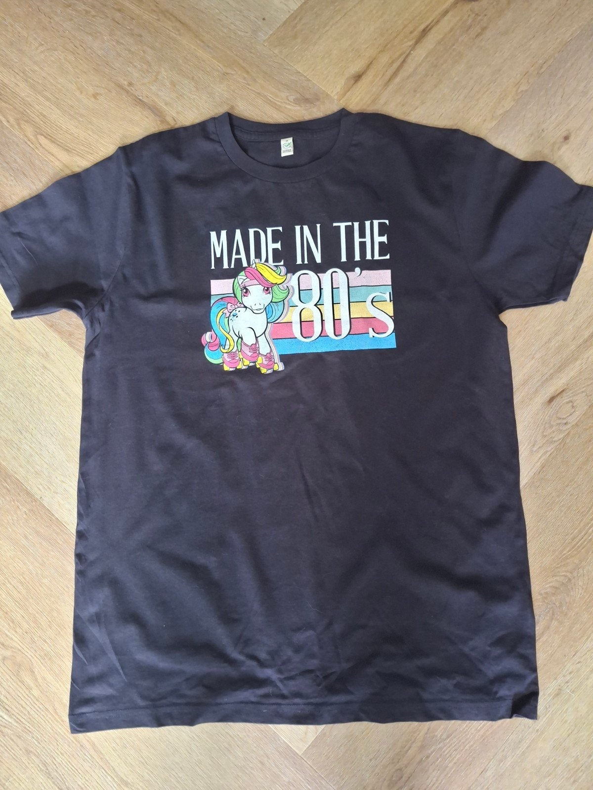 T-shirt "Made in the 80s" met My Little Pony print, Zwart, Earth Positive, Korte mouw, Gedragen