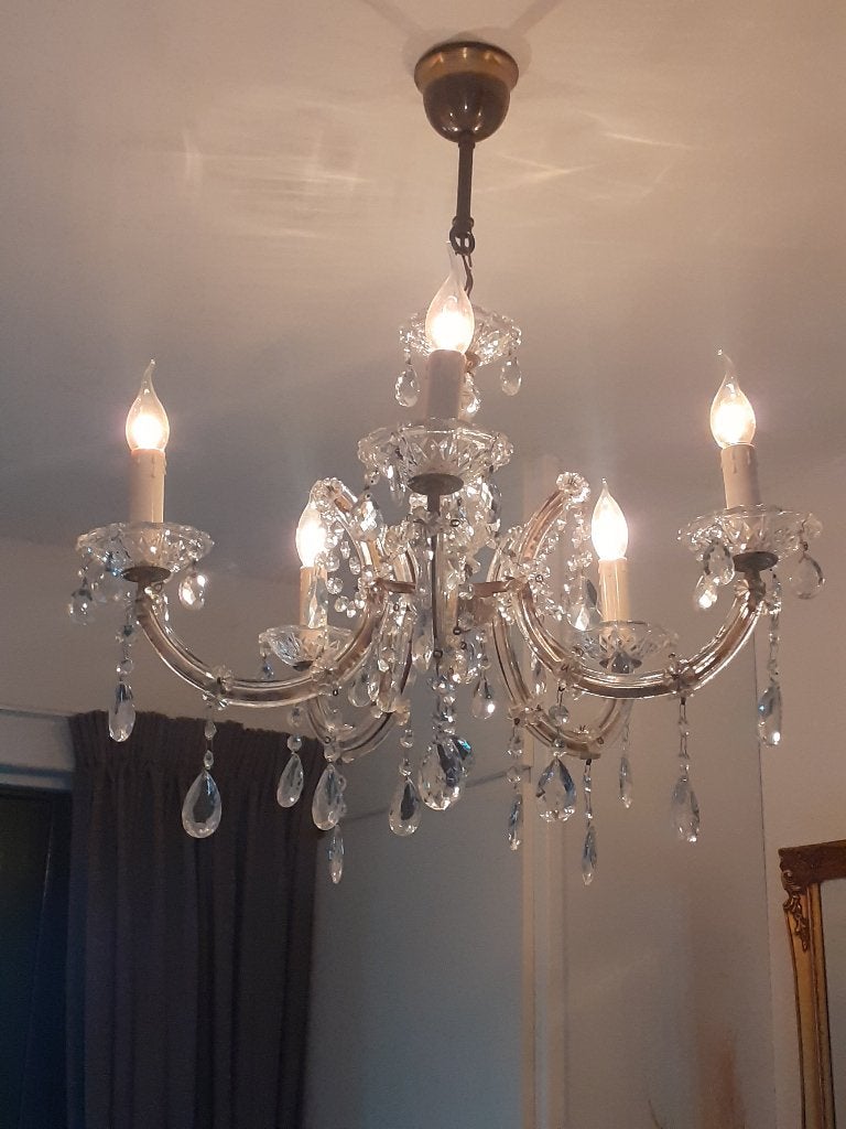 Marie therese kroonluchter. Kristal en glas., Ophalen, Gebruikt, E14 (klein), Glas