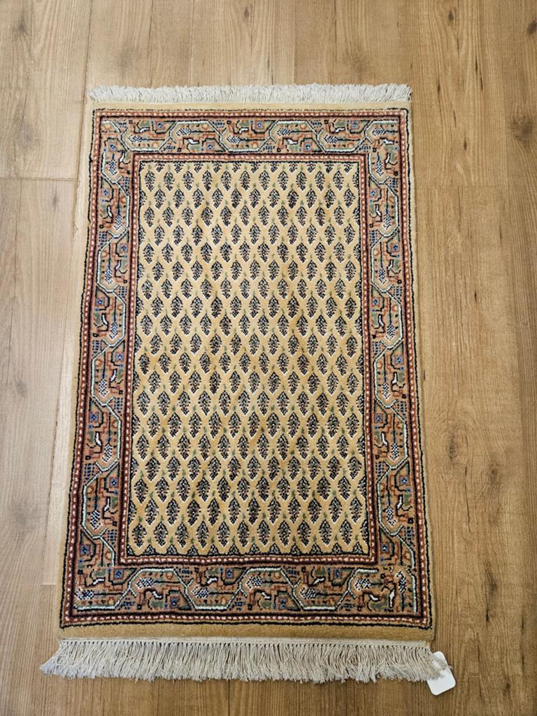 Handgeknoopt oosters tapijt mir 90x60, Info@SlatsAntiek.nl, Groen, 50 tot 100 cm, Perzisch