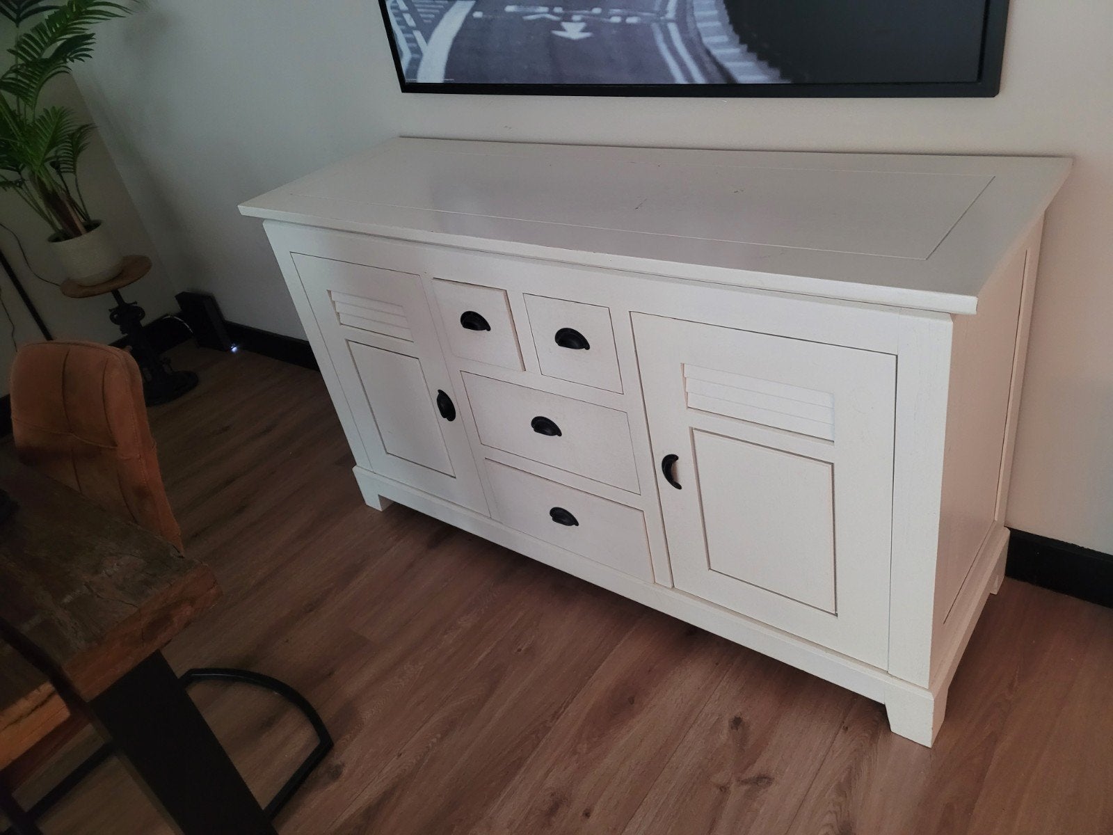 Wit dressoir met lades en deuren - Zo goed als nieuw, Huis en Inrichting, Kasten | Dressoirs, Ophalen, 150 tot 200 cm, Modern landelijk